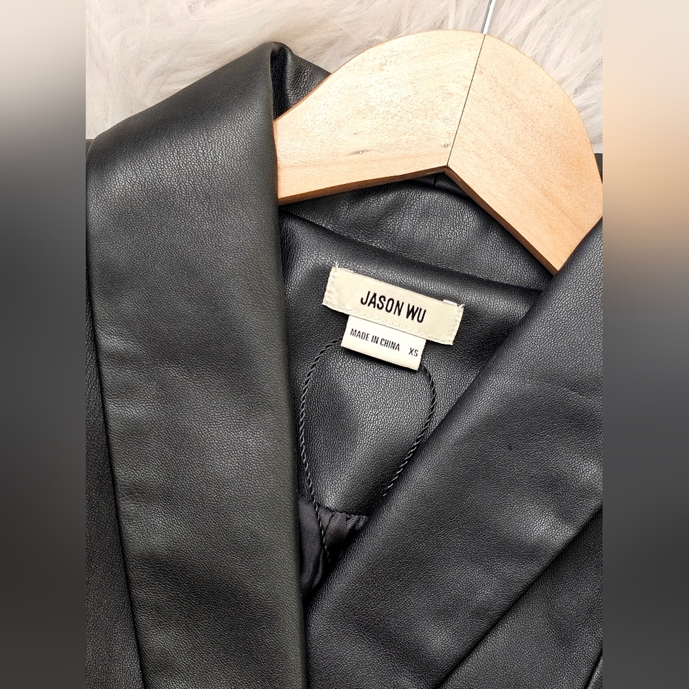Jason Wu Black Faux Smooth Leather Vest with Belt - Picture 7 of 10